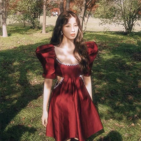 Brand new Designer rhinestone satin evening dress - Picture 3 of 6